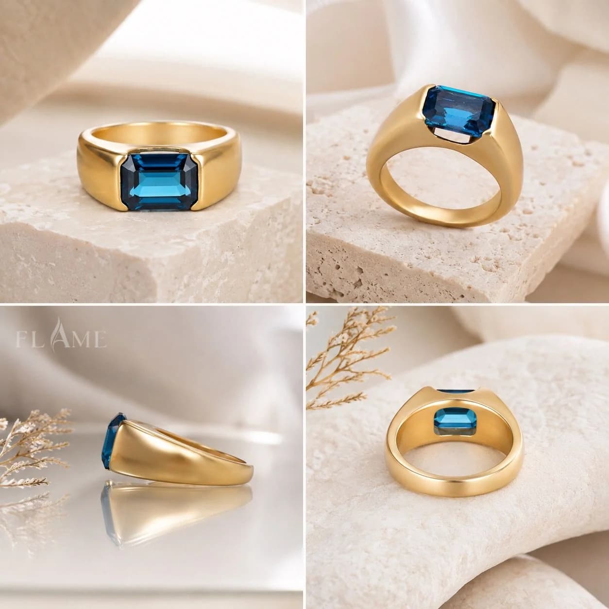 Flame Aurelia Blue Signet Ring