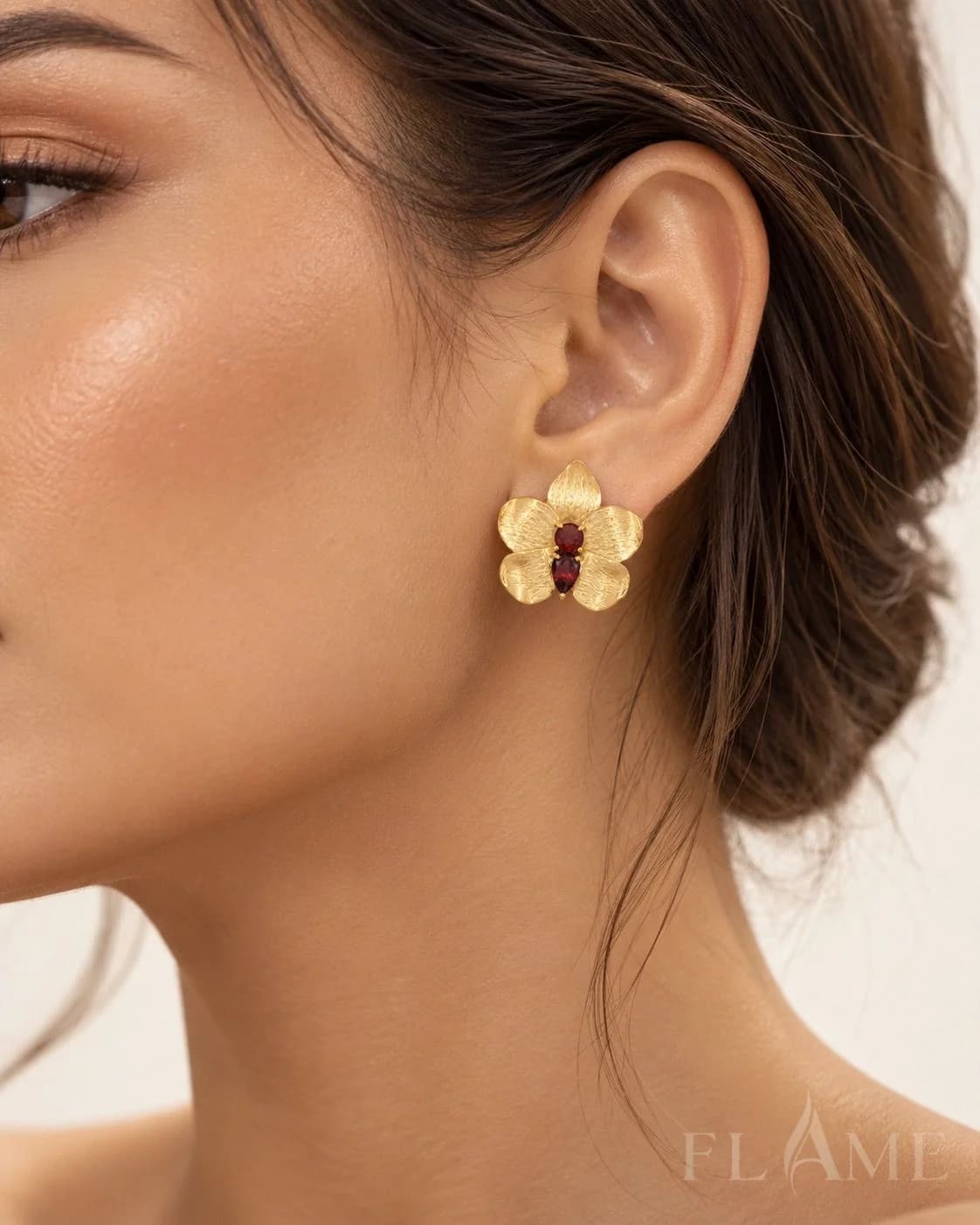 Flame Crimson Bloom Floral Earrings