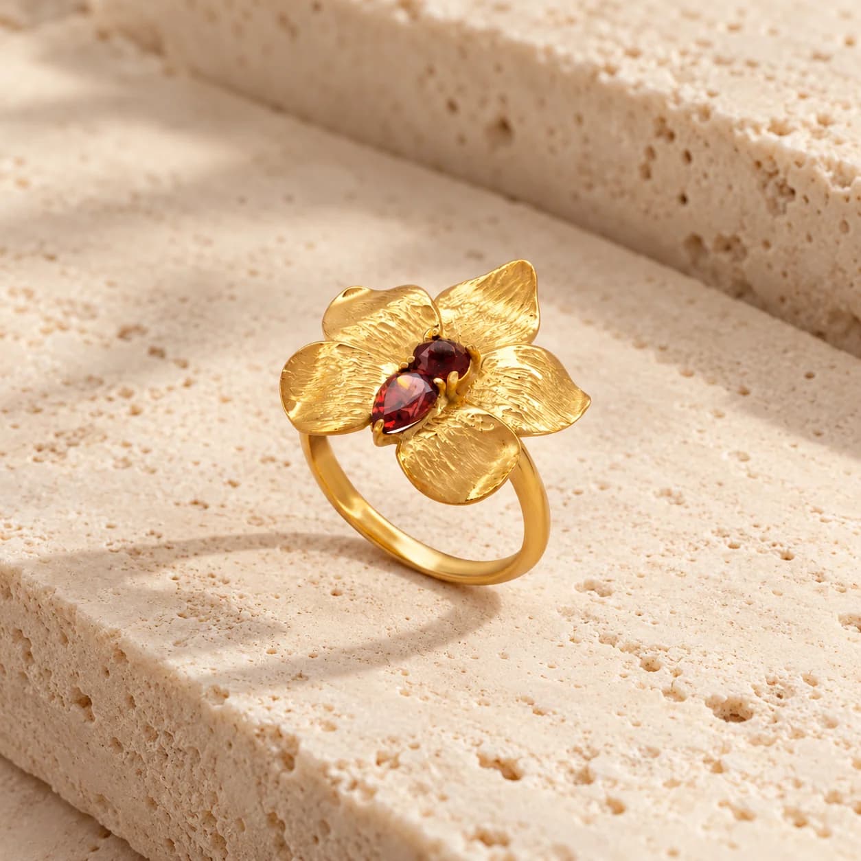 Flame Crimson Orchid Ring