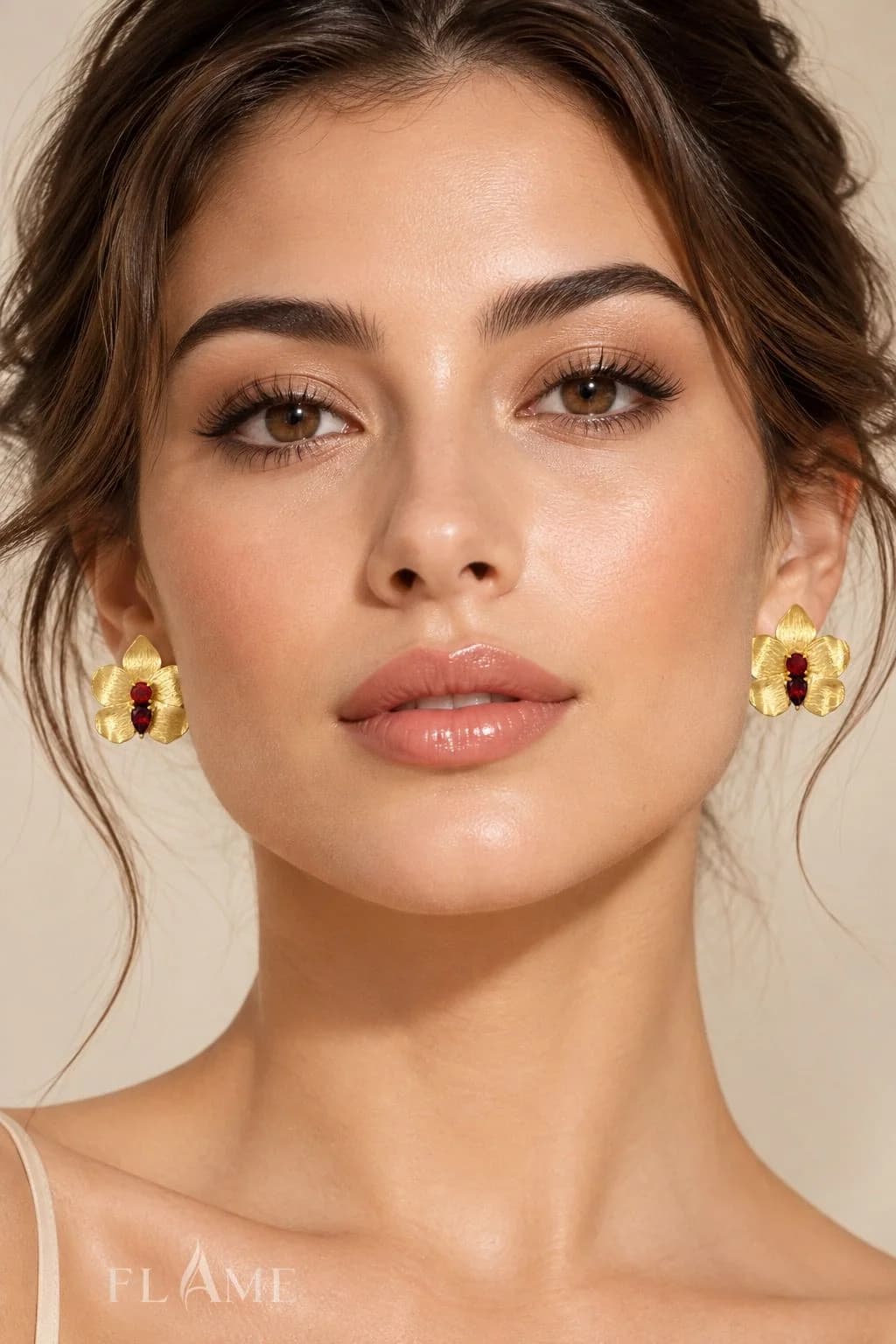 Flame Crimson Bloom Floral Earrings