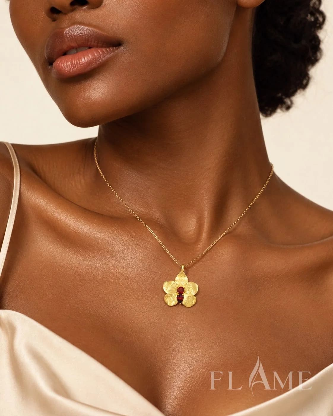 Flame Crimson Orchid Pendant